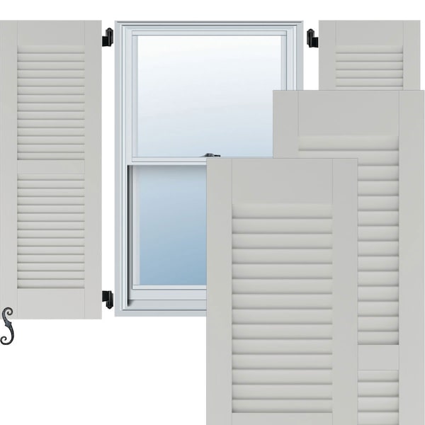 Ekena Millwork 12W x 77H Americraft Two Equal Louver Exterior Real Wood Shutters, Hailstorm Gray, PR RW101LV12X77STH - main